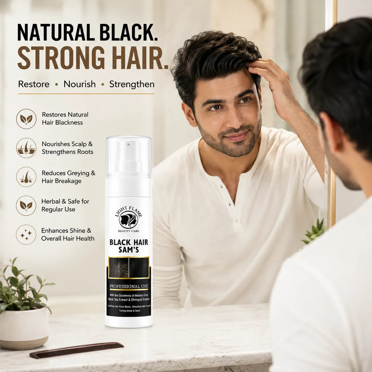 Light Flame Black Hair Sem’s | Natural Hair Blackening & Shine Solution(Pack 2)