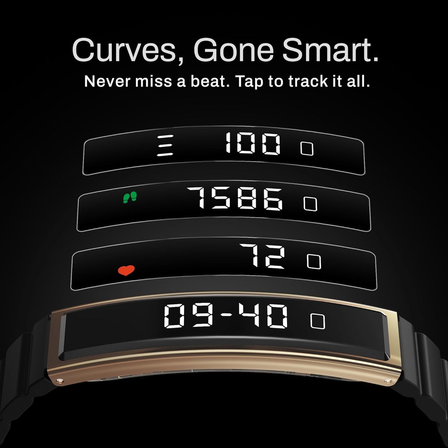 Smart Bracelet – Digital Display | Heart Rate & SpO2 Monitoring | Sleep Tracker | Sports Modes | Magnetic Strap | Premium Build - Obsidian Gold