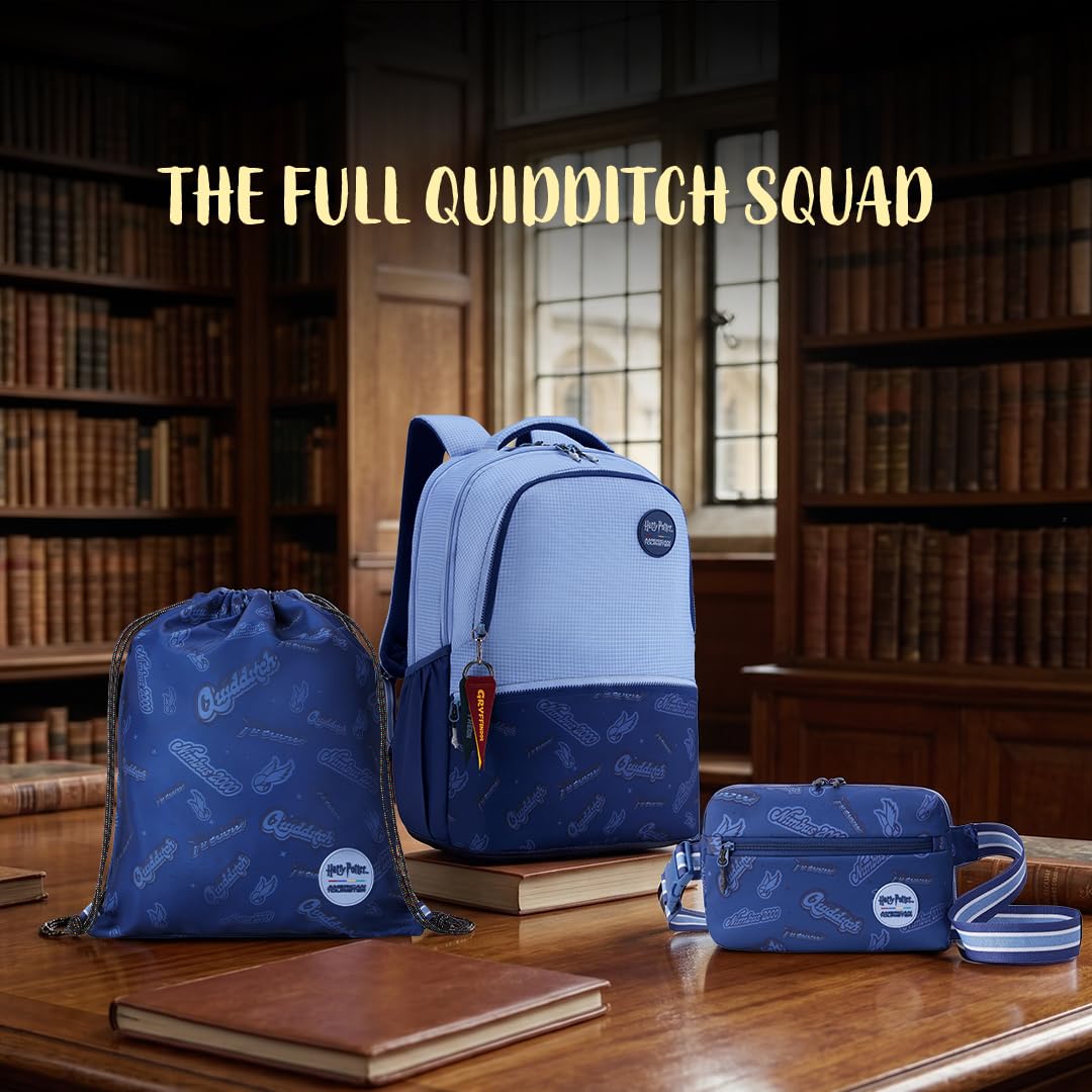 Harry Potter x American Tourister Hogwart Illustration Backpack | 33L School Bag for Girl and Boy | Multiple Compartment |AT Playunique - Harry's Specks Charm Puller | Beige | 1 Year Global Warranty