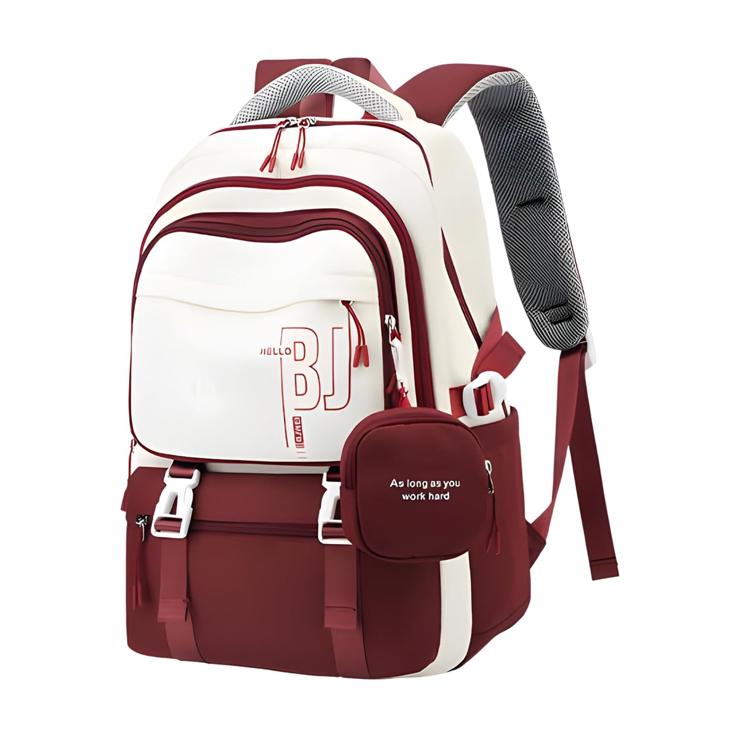 FWQPRA Girls Backpack School Backpack with Small Zipper Pouch Fashion Nylon with Padded Shoulder Straps & Handle Design Multi Compartment Large for School,Camping,Travel