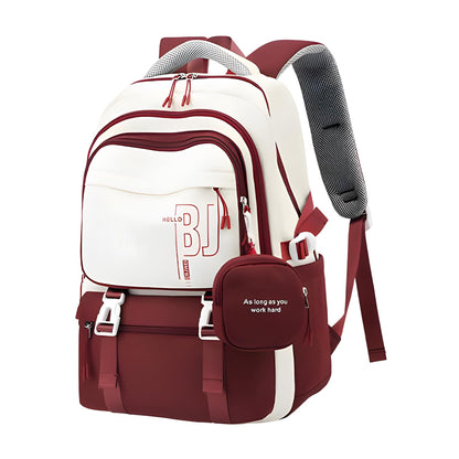 FWQPRA Girls Backpack School Backpack with Small Zipper Pouch Fashion Nylon with Padded Shoulder Straps & Handle Design Multi Compartment Large for School,Camping,Travel