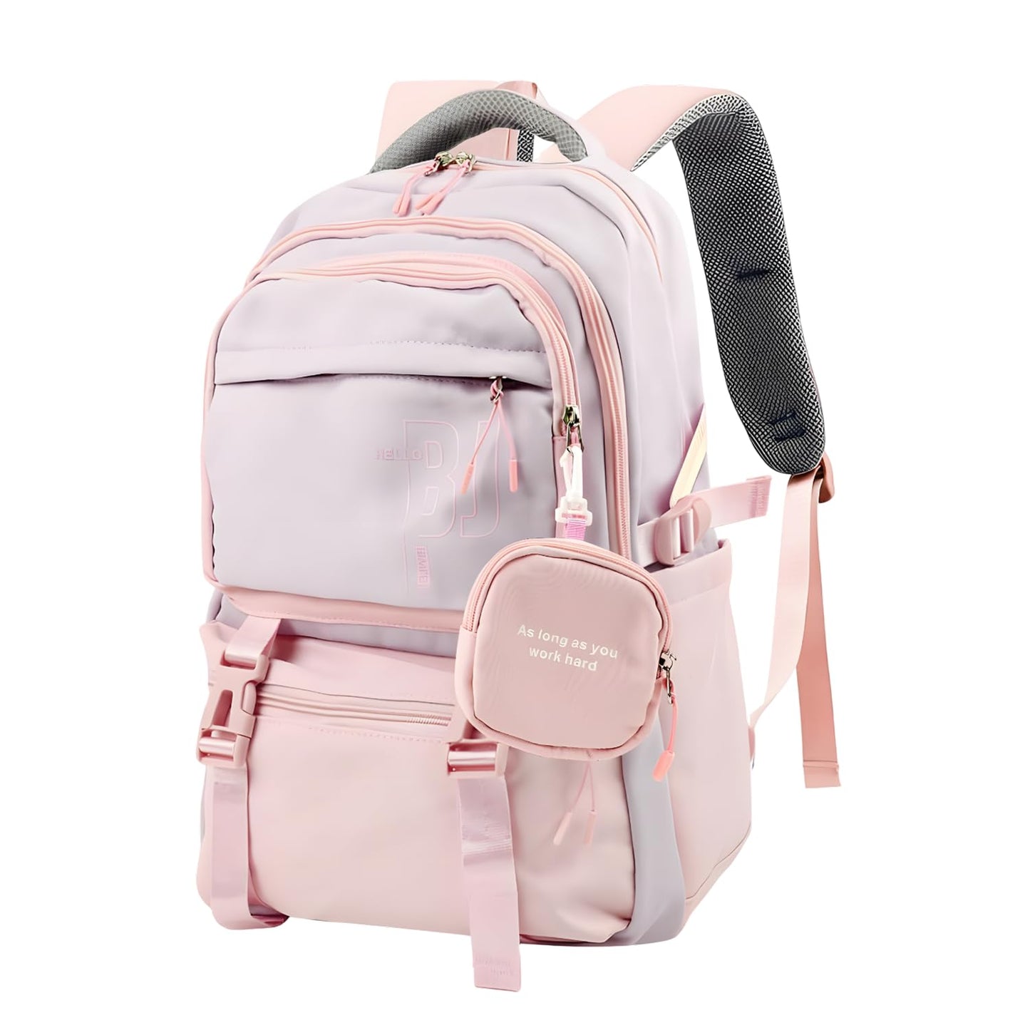 FWQPRA Girls Backpack School Backpack with Small Zipper Pouch Fashion Nylon with Padded Shoulder Straps & Handle Design Multi Compartment Large for School,Camping,Travel