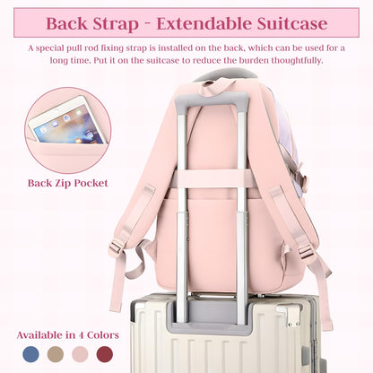 FWQPRA Girls Backpack School Backpack with Small Zipper Pouch Fashion Nylon with Padded Shoulder Straps & Handle Design Multi Compartment Large for School,Camping,Travel
