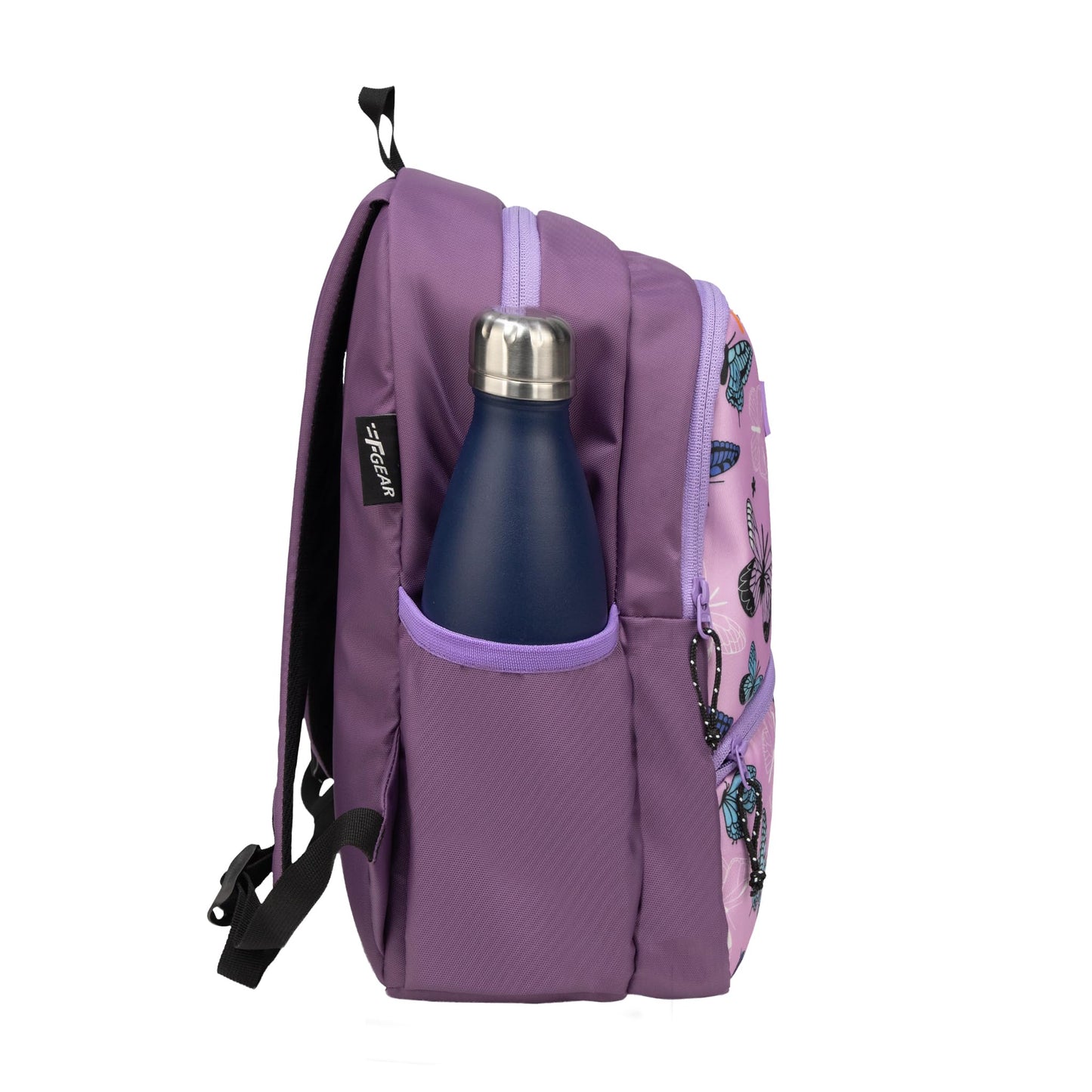 F Gear Brio Kids Backpack|Water-Resistant Polyester|2 Spacious Compartments with Front Pocket & Bottle Holder Adjustable Shoulder Straps|Durable YKK Zippers