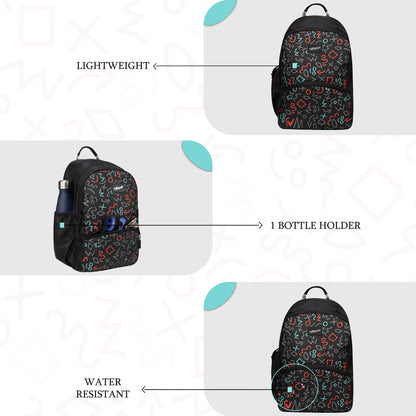 F Gear Brio Kids Backpack|Water-Resistant Polyester|2 Spacious Compartments with Front Pocket & Bottle Holder Adjustable Shoulder Straps|Durable YKK Zippers