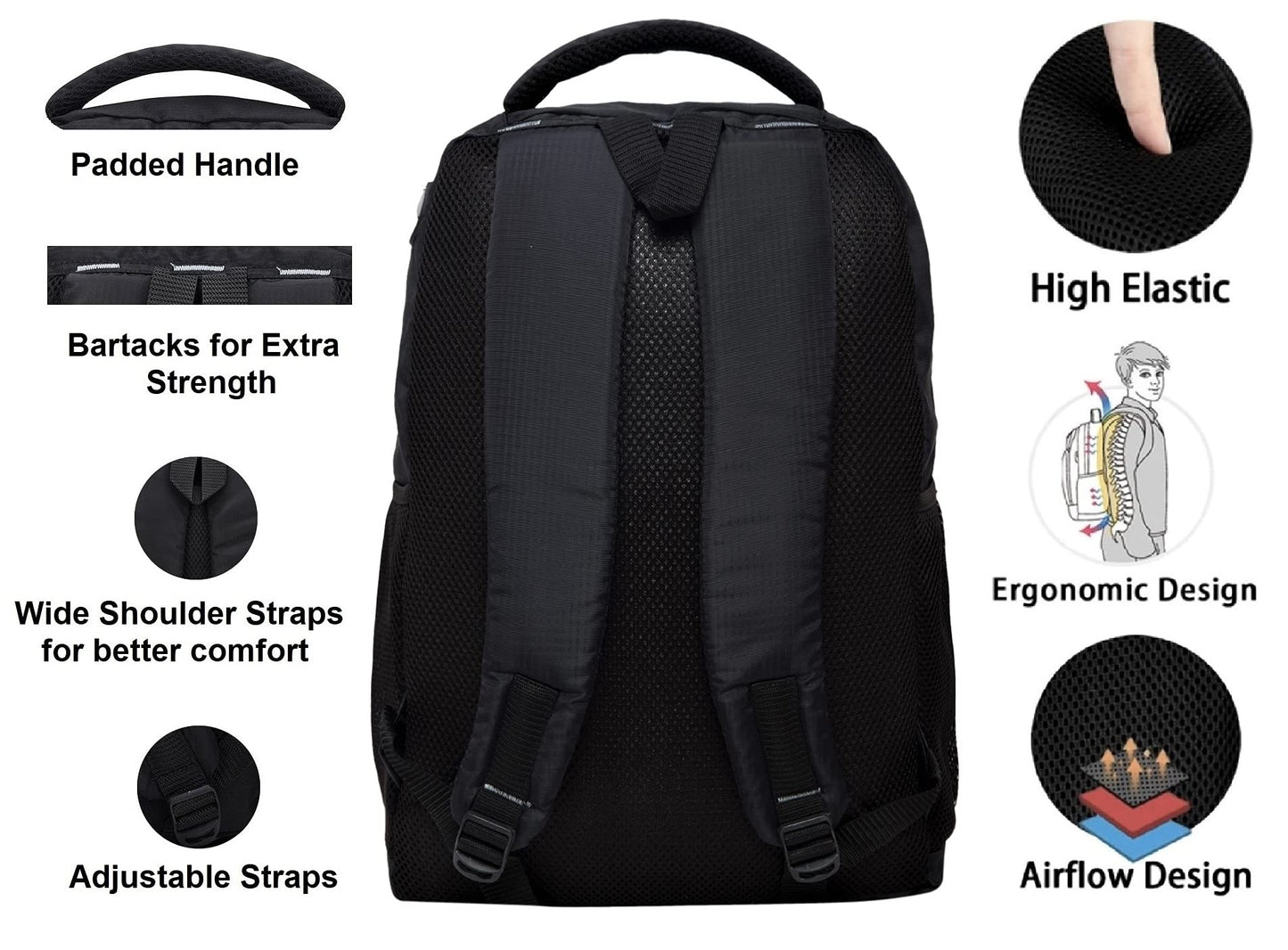 ADISA Laptop Backpack for Men and Boys - College Bag with Padded Laptop Compartment upto 15.6 inch for Office, Travel, School - Casual Laptop Bag Pack