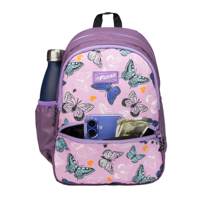 F Gear Brio Kids Backpack|Water-Resistant Polyester|2 Spacious Compartments with Front Pocket & Bottle Holder Adjustable Shoulder Straps|Durable YKK Zippers