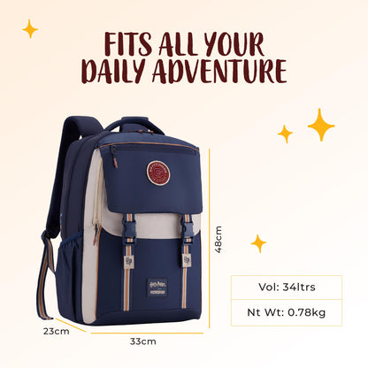 Harry Potter x American Tourister Hogwart Illustration Backpack | 33L School Bag for Girl and Boy | Multiple Compartment |AT Playunique - Harry's Specks Charm Puller | Beige | 1 Year Global Warranty