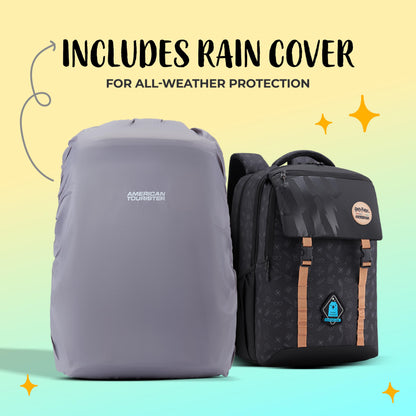 Harry Potter x American Tourister Hogwart Illustration Backpack | 33L School Bag for Girl and Boy | Multiple Compartment |AT Playunique - Harry's Specks Charm Puller | Beige | 1 Year Global Warranty