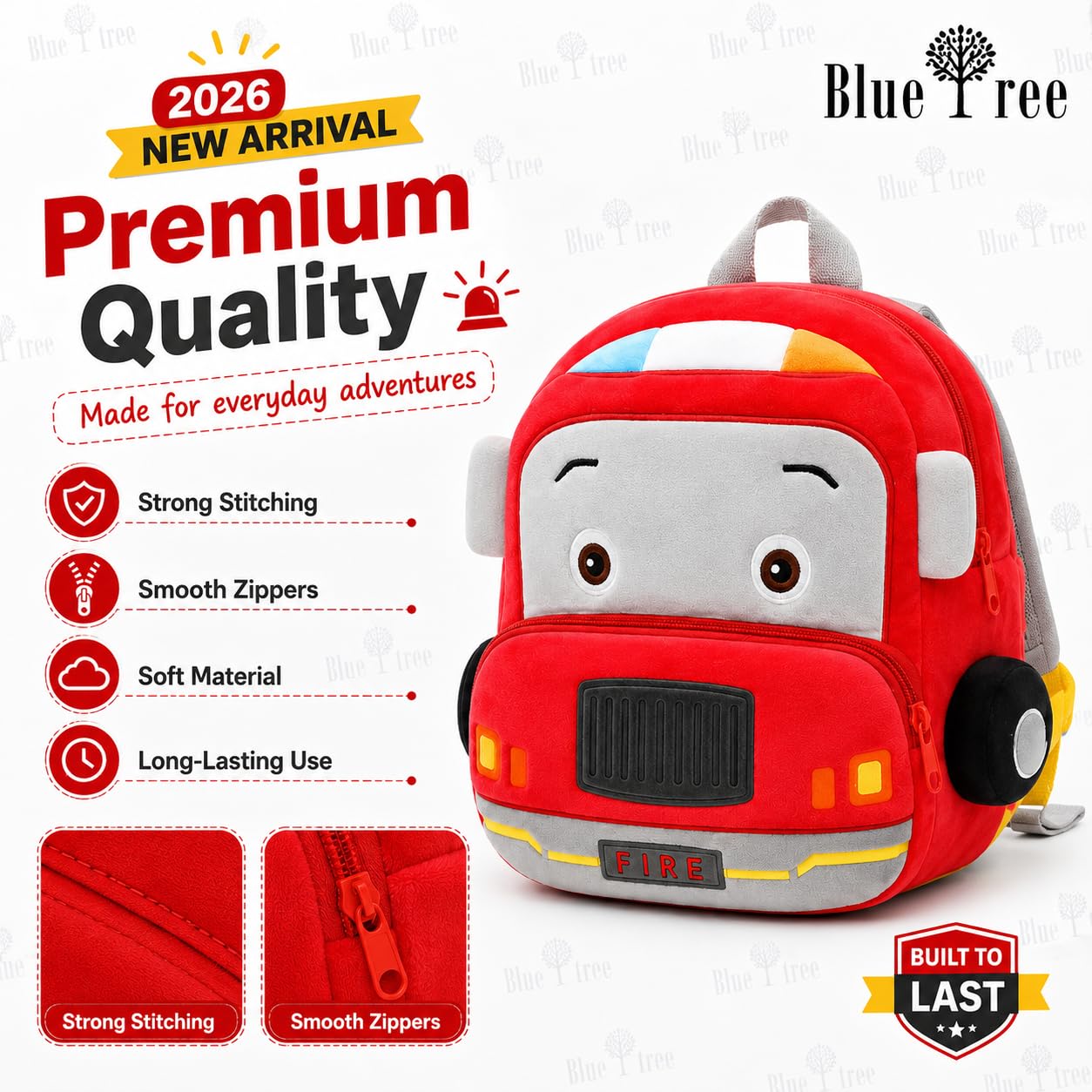 Cute Vehicle Design Backpack for Kids, Boys, Age 1-6 Years
