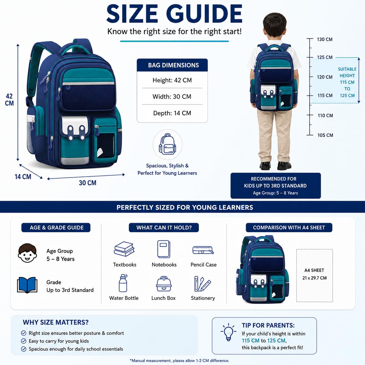 Capybara School Backpack for Boys & Girls, Large Capacity, Durable, Multi-Pocket Bag with Comfortable Shoulder Straps for Kids, Pre-School and Elementary School for upto 3rd Std