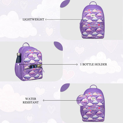 F Gear Brio Kids Backpack|Water-Resistant Polyester|2 Spacious Compartments with Front Pocket & Bottle Holder Adjustable Shoulder Straps|Durable YKK Zippers