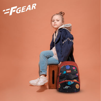 F Gear Brio Kids Backpack|Water-Resistant Polyester|2 Spacious Compartments with Front Pocket & Bottle Holder Adjustable Shoulder Straps|Durable YKK Zippers