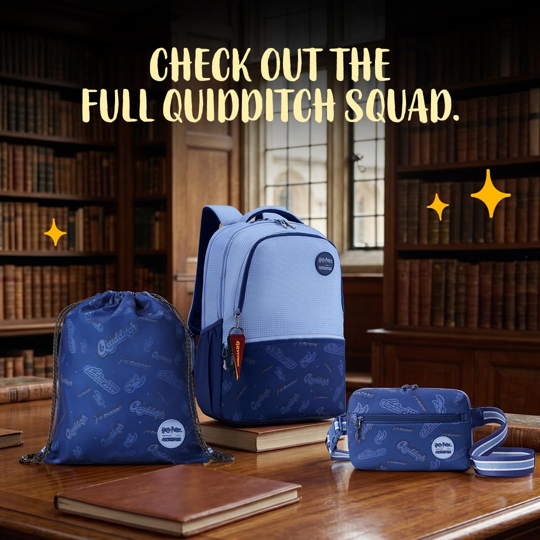 Harry Potter x American Tourister Hogwart Illustration Backpack | 33L School Bag for Girl and Boy | Multiple Compartment |AT Playunique - Harry's Specks Charm Puller | Beige | 1 Year Global Warranty