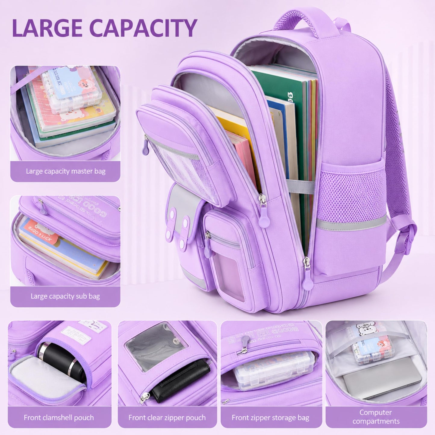 Capybara School Backpack for Boys & Girls, Large Capacity, Durable, Multi-Pocket Bag with Comfortable Shoulder Straps for Kids, Pre-School and Elementary School for upto 3rd Std