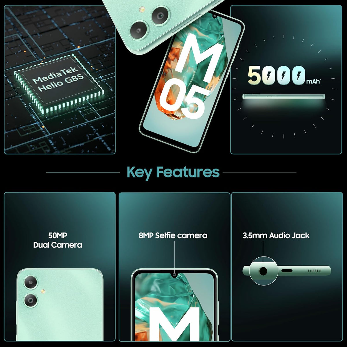 Samsung Galaxy M05 (Mint Green, 4GB RAM, 64 GB Storage) | 50MP Dual Camera | Bigger 6.7" HD+ Display | 5000mAh Battery | 25W Fast Charging | 2 Gen OS Upgrade & 4 Year Security Update