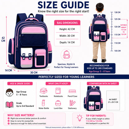 Capybara School Backpack for Boys & Girls, Large Capacity, Durable, Multi-Pocket Bag with Comfortable Shoulder Straps for Kids, Pre-School and Elementary School for upto 3rd Std