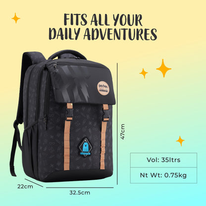 Harry Potter x American Tourister Hogwart Illustration Backpack | 33L School Bag for Girl and Boy | Multiple Compartment |AT Playunique - Harry's Specks Charm Puller | Beige | 1 Year Global Warranty