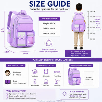 Capybara School Backpack for Boys & Girls, Large Capacity, Durable, Multi-Pocket Bag with Comfortable Shoulder Straps for Kids, Pre-School and Elementary School for upto 3rd Std