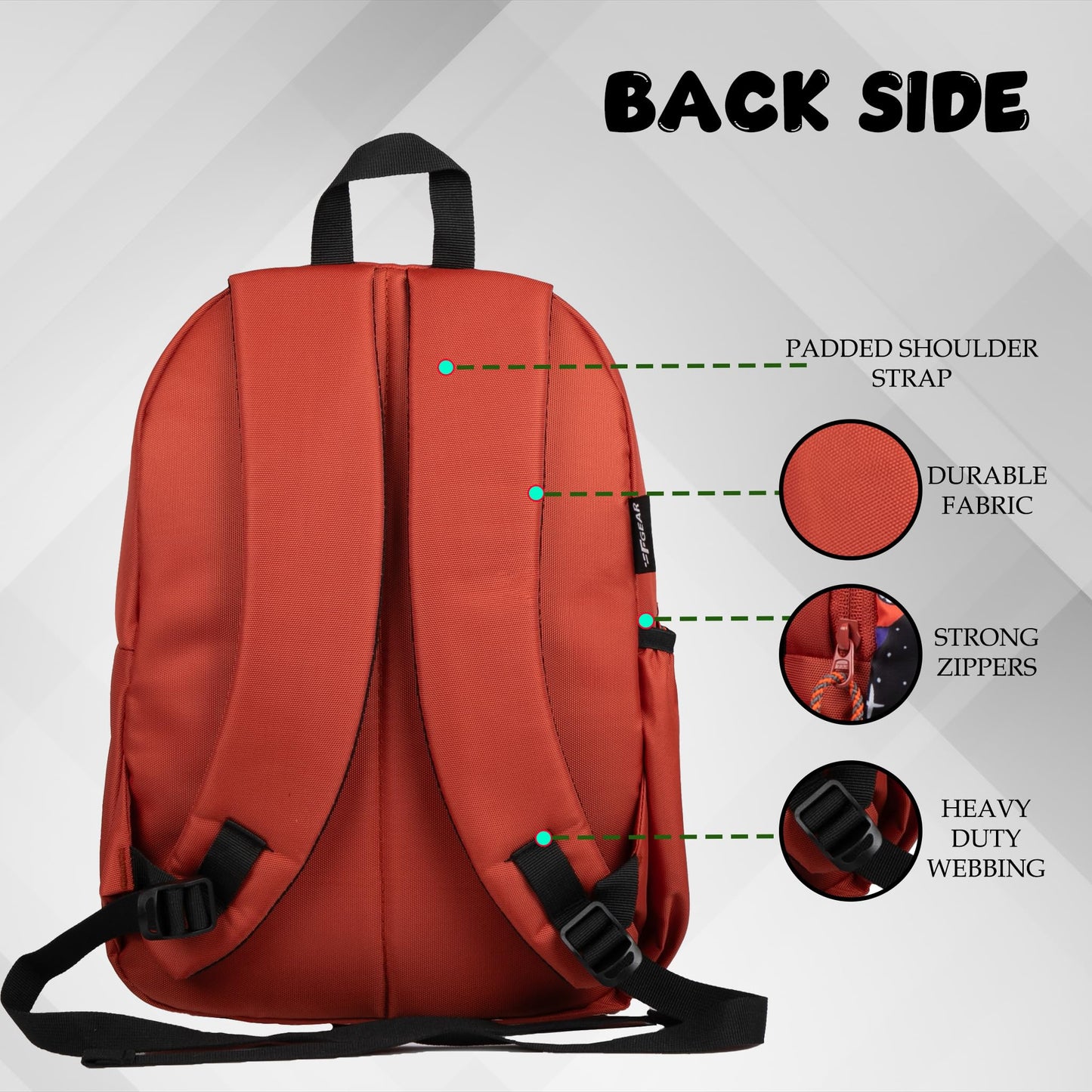 F Gear Brio Kids Backpack|Water-Resistant Polyester|2 Spacious Compartments with Front Pocket & Bottle Holder Adjustable Shoulder Straps|Durable YKK Zippers