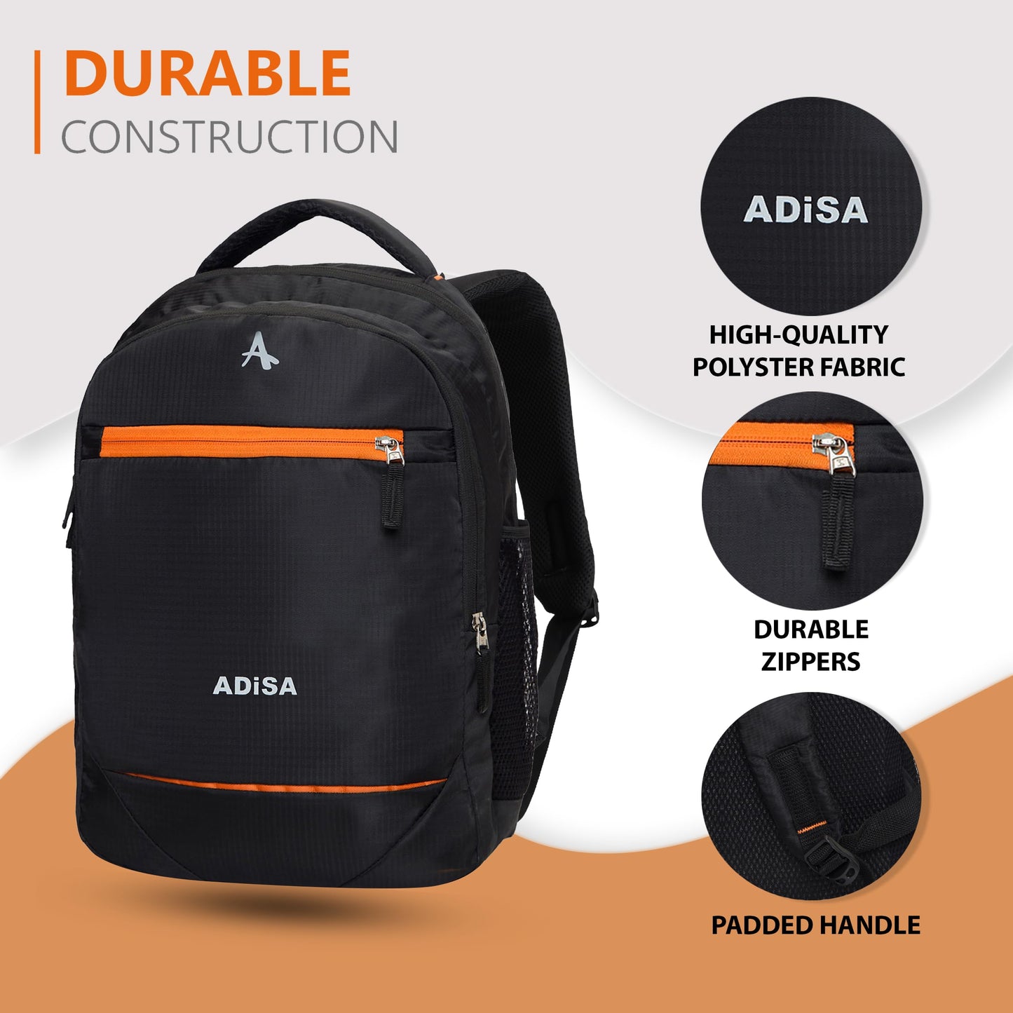ADISA Laptop Backpack for Men and Boys - College Bag with Padded Laptop Compartment upto 15.6 inch for Office, Travel, School - Casual Laptop Bag Pack