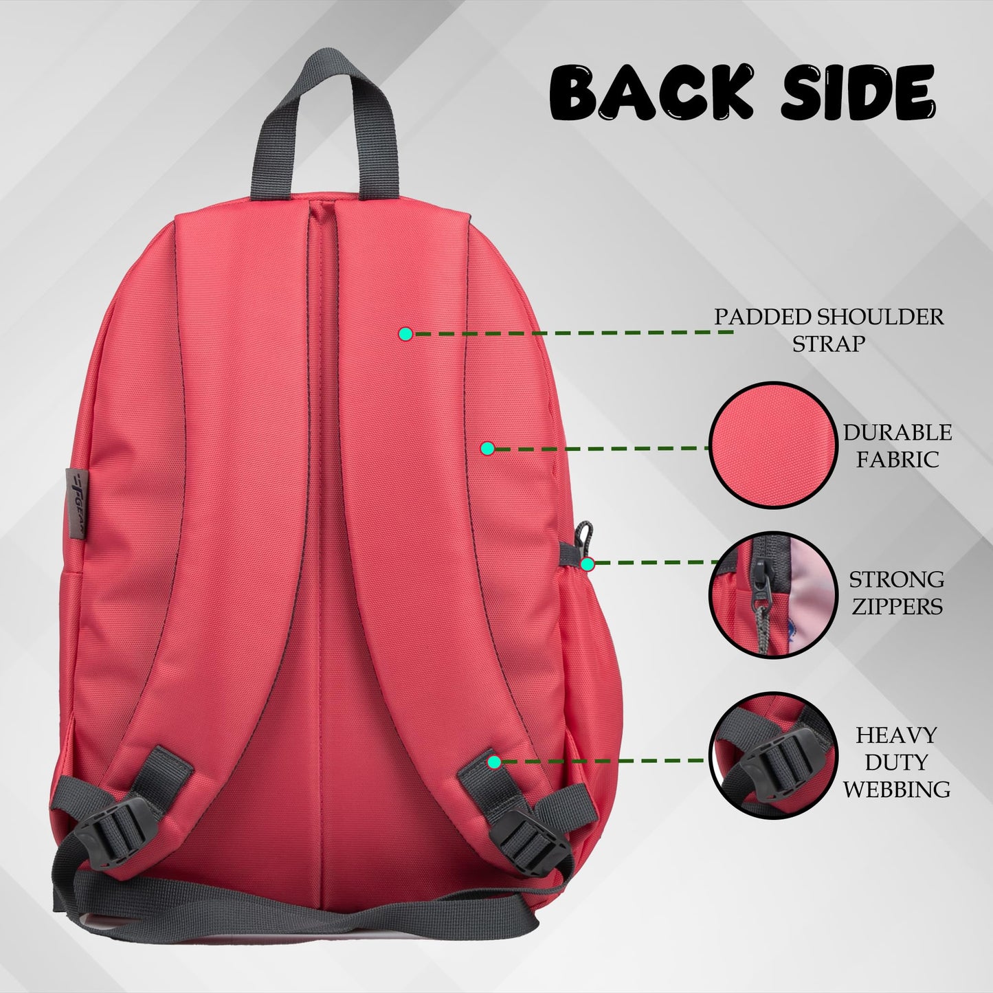 F Gear Brio Kids Backpack|Water-Resistant Polyester|2 Spacious Compartments with Front Pocket & Bottle Holder Adjustable Shoulder Straps|Durable YKK Zippers