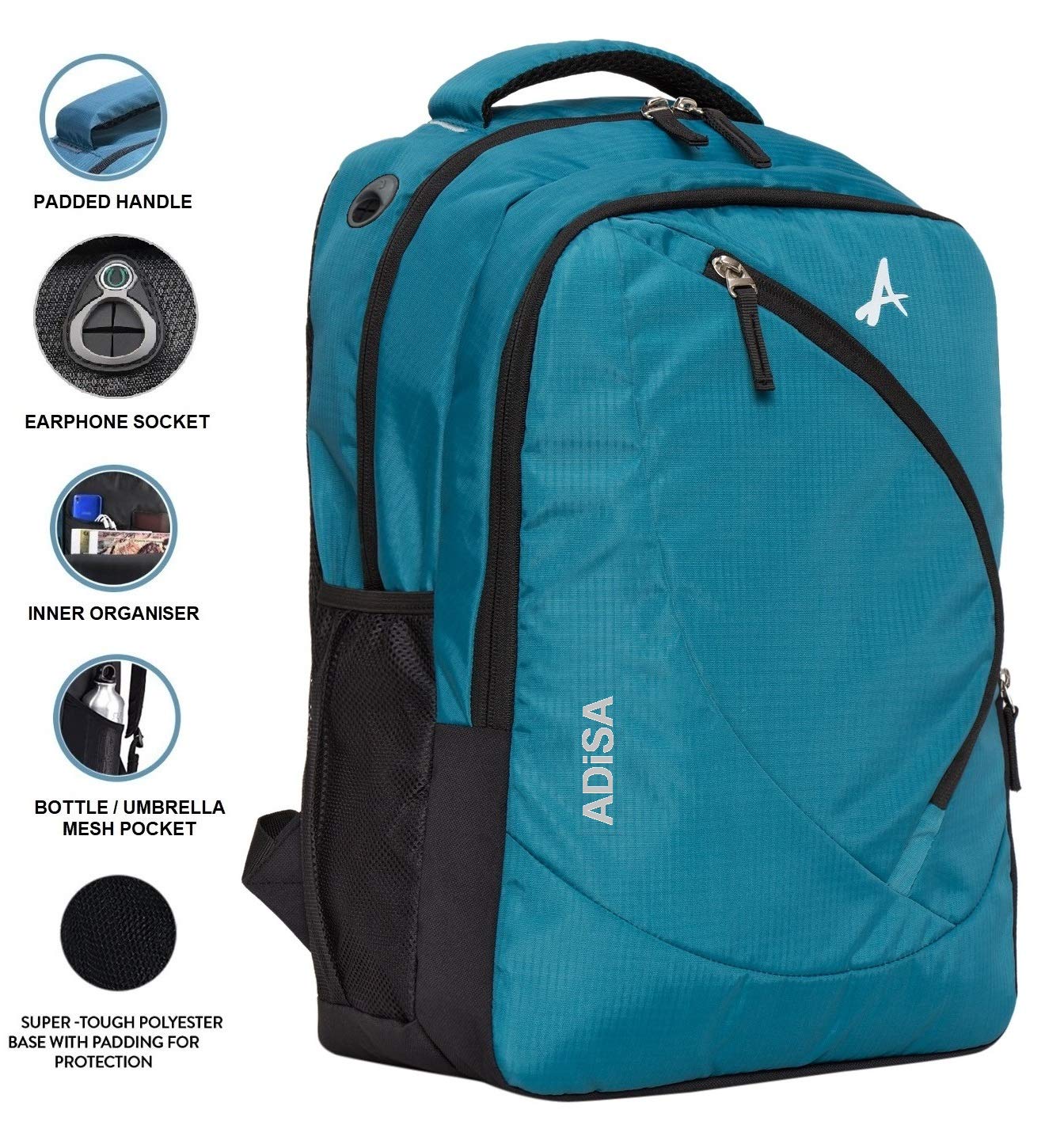 ADISA Laptop Backpack for Men and Boys - College Bag with Padded Laptop Compartment upto 15.6 inch for Office, Travel, School - Casual Laptop Bag Pack