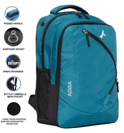 ADISA Laptop Backpack for Men and Boys - College Bag with Padded Laptop Compartment upto 15.6 inch for Office, Travel, School - Casual Laptop Bag Pack