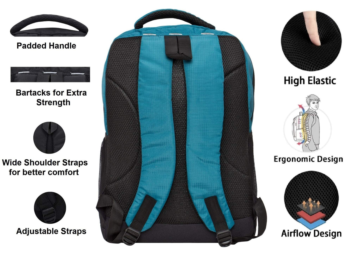 ADISA Laptop Backpack for Men and Boys - College Bag with Padded Laptop Compartment upto 15.6 inch for Office, Travel, School - Casual Laptop Bag Pack