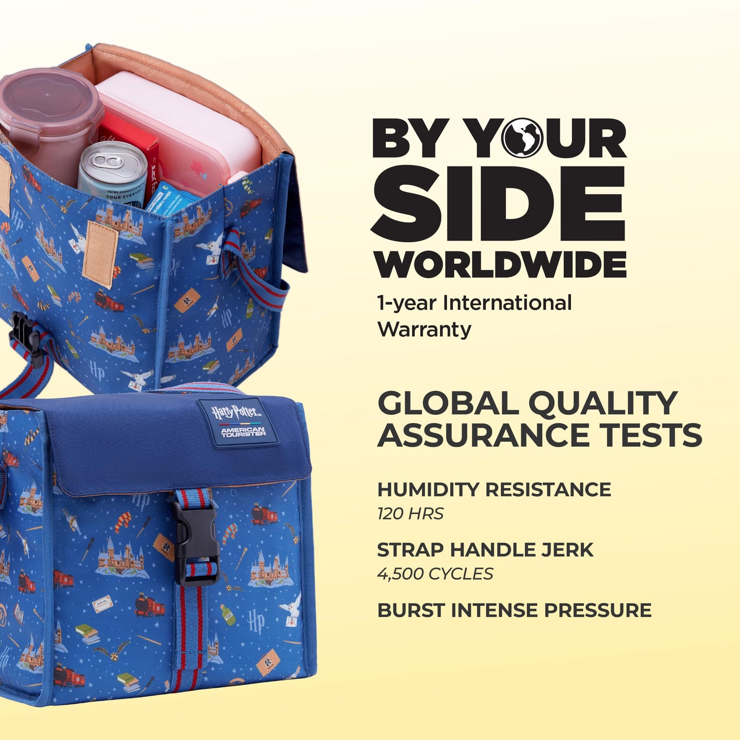 Harry Potter x American Tourister Hogwart Illustration Backpack | 33L School Bag for Girl and Boy | Multiple Compartment |AT Playunique - Harry's Specks Charm Puller | Beige | 1 Year Global Warranty