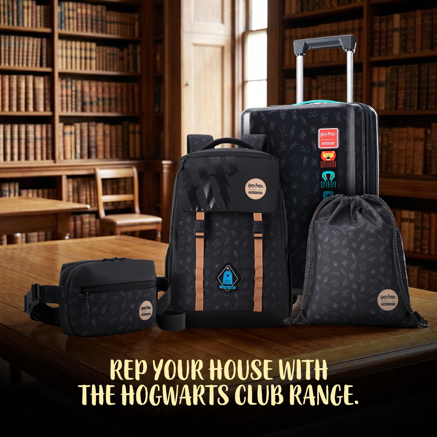 Harry Potter x American Tourister Hogwart Illustration Backpack | 33L School Bag for Girl and Boy | Multiple Compartment |AT Playunique - Harry's Specks Charm Puller | Beige | 1 Year Global Warranty