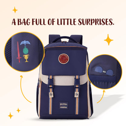 Harry Potter x American Tourister Hogwart Illustration Backpack | 33L School Bag for Girl and Boy | Multiple Compartment |AT Playunique - Harry's Specks Charm Puller | Beige | 1 Year Global Warranty