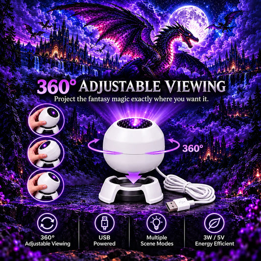 Dark Fantasy Galaxy Projector – HD LED Starry Sky Light | Rotating Ambient Room Decor Lamp