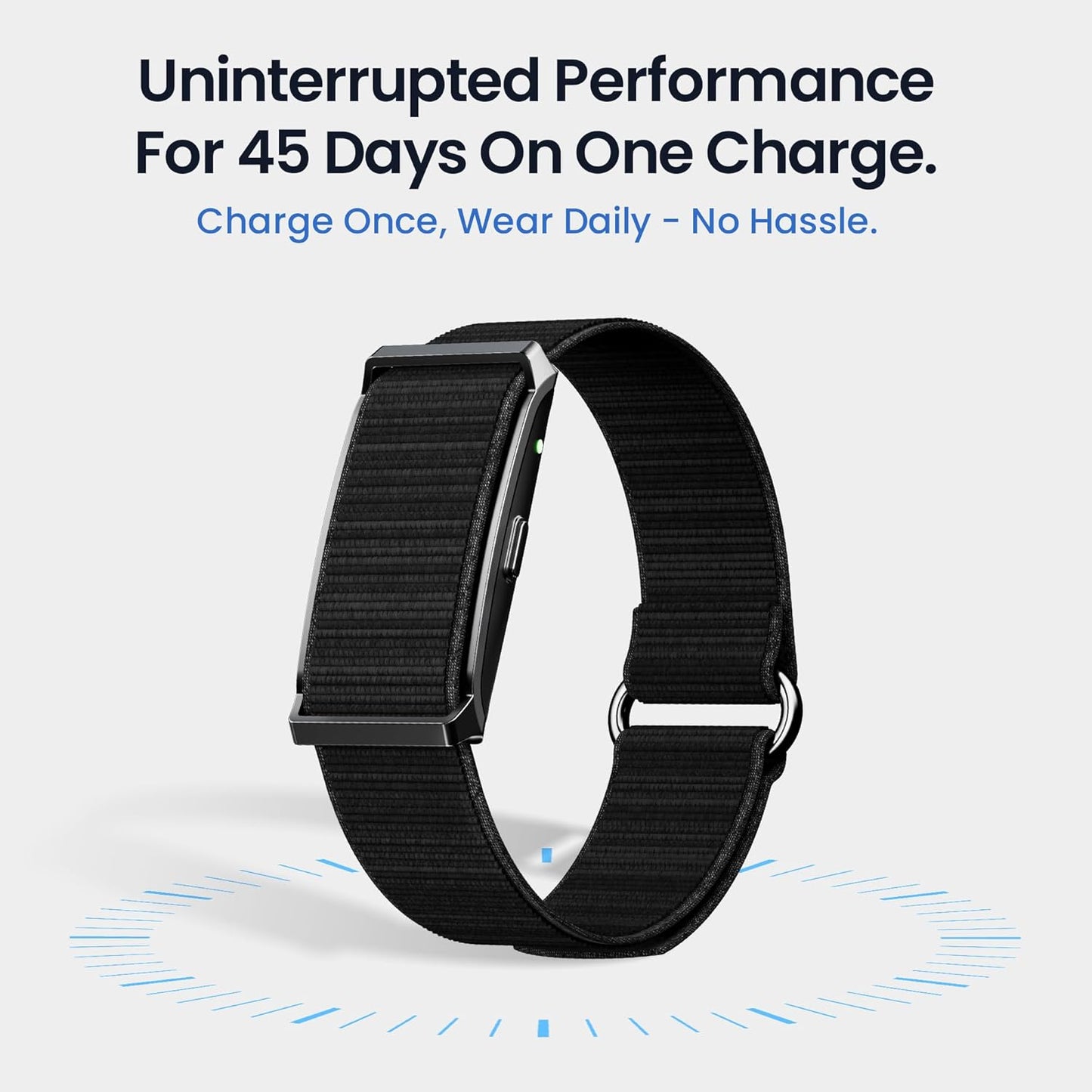 Premium Metal Fitness Band | 45 Days Battery Life, Heart Rate, SpO2, HRV & Body Temp Monitor, Sleep Tracker, AI Health Analysis, Smart Notifications (Cosmic Black)