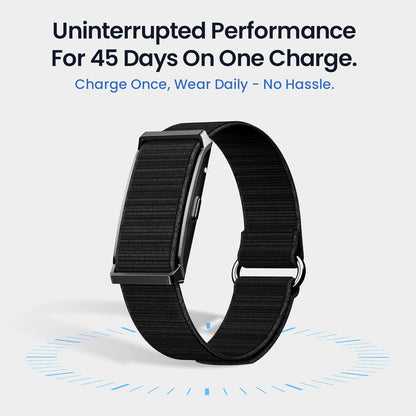 Premium Metal Fitness Band | 45 Days Battery Life, Heart Rate, SpO2, HRV & Body Temp Monitor, Sleep Tracker, AI Health Analysis, Smart Notifications (Cosmic Black)
